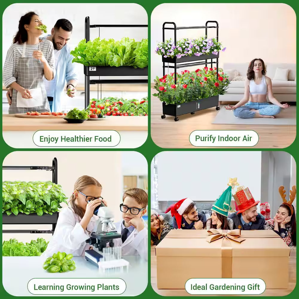 60 Pod Vertical Hydroponic Garden Kit with 2 Light Modes, Auto Circulating Water System, 32L Indoor Gardening System