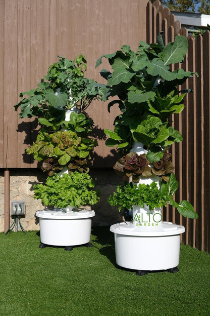 GX Hydroponic Tower | Vertical Planter Tower | Hydroponics Growing System Kit | Food Grade with 24 Net Pots (With LED Grow Lights)