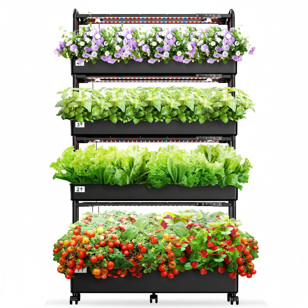 Large Hydroponics Growing System Kit, 120 Pods Vertical Hydroponic Garden with 2 Light Modes Grow Light, Auto Circulating Water System, 48L Indoor Gardening System for Herb Vegetable Fruit