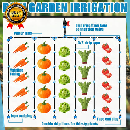 1000Ft 5/8 Inch Drip Tape 6" Spacing Roll 8 Mil Irrigation Hose Garden Watering