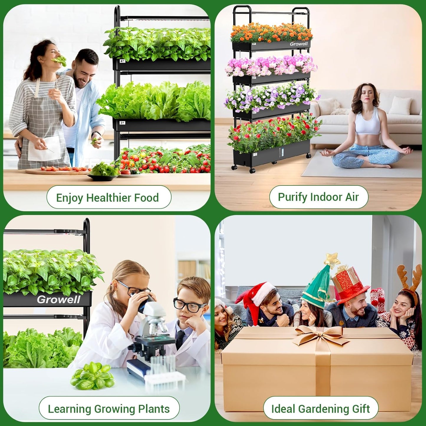 Large Hydroponics Growing System Kit, 120 Pods Vertical Hydroponic Garden with 2 Light Modes Grow Light, Auto Circulating Water System, 48L Indoor Gardening System for Herb Vegetable Fruit