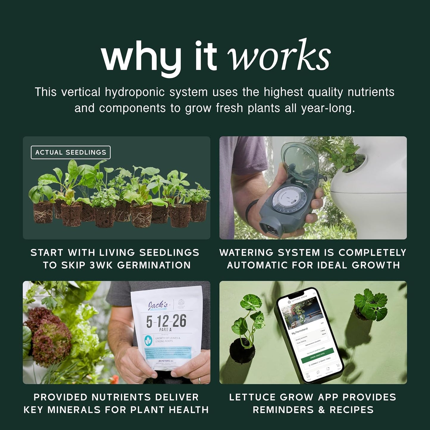 Farmstand Starter Kit + 24 Seedling Credit | Medium Hydroponic Growing System Kit | Self-Watering Outdoor Vertical Garden Planter Tower | 4Ft 10In | Made in USA