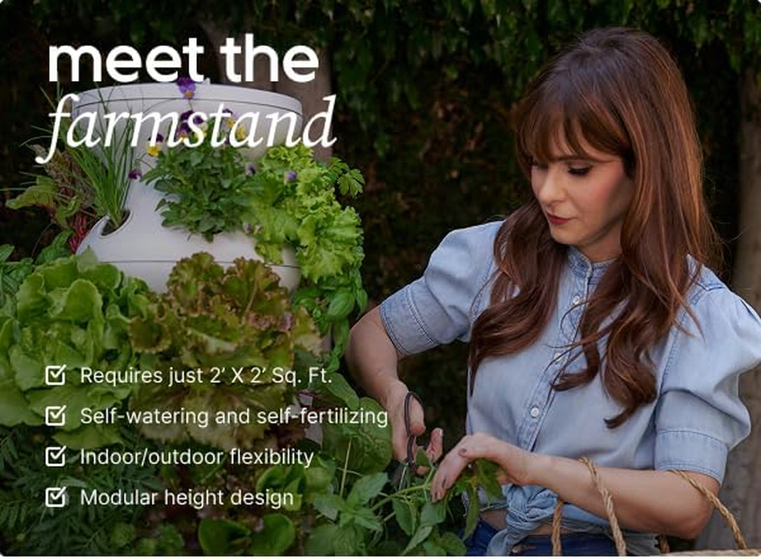 Farmstand Starter Kit + 24 Seedling Credit | Medium Hydroponic Growing System Kit | Self-Watering Outdoor Vertical Garden Planter Tower | 4Ft 10In | Made in USA