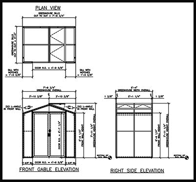 5' x 8' Sago Aluminum & Glass Greenhouse Kit